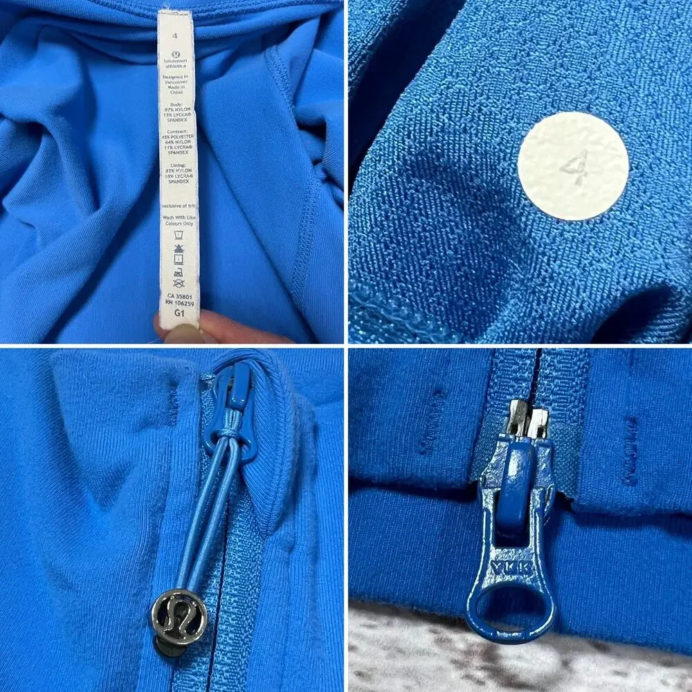 Lululemon In Stride Athletic Jacket Size 4 Blue Full Zip Workout Top Athletic